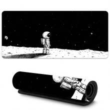 1pc Extra-Large Gaming Mouse Pad With Astronaut Moon Starry Night Black And White Illustration, Non-Slip Washable Rubber Base Large Desk Mat Office Accessory Computer Decor Dirt Resistant Gamepad Cover Ideal Long Tablemat For GamersFashion Workspace - Black and White - View 6