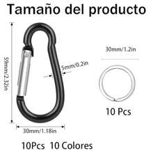 CYPN20PCS Mosquetón de Aluminio Mosquetones Multifuncionales Clips de Mosquetón con 20 Llaveros Redondos Llaveros para Hombre Aplicable Cuerdas Llaveros Botellas de AguaFashion - 219710008 - Ver 6