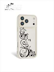 1pc Cream Color Floral Vine Pattern TPU Phone Case Full Body Shockproof Non Slip Cover Holiday Gift For Girlfriend Or Self Use Compatible With Iphone 17 16 15 14 13 12 11 Xs X Se Series And Galaxy S25 S24 S23 S22 Series - 白色 - 查看 1
