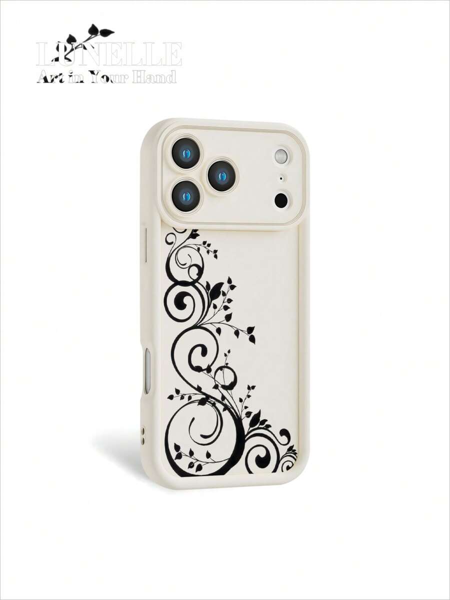 1pc Cream Color Floral Vine Pattern TPU Phone Case Full Body Shockproof Non Slip Cover Holiday Gift For Girlfriend Or Self Use Compatible With Iphone 17 16 15 14 13 12 11 Xs X Se Series And Galaxy S25 S24 S23 S22 Series - 白色 - 查看 1