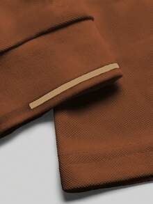 1pc Men's Casual Quarter Button Long Sleeve Polo Shirt, Suitable For Spring And Autumn, For Golf, For Fall - Coffee Brown - View 7