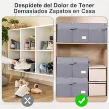 CYPNZapatera Organizador Caja de Almacenamiento de Zapatos 16 Compartimentos de Gran Capacidad de Zapatos se Puede Caja de Almacenamiento a Prueba de Polvo Domestica GrisFashion - Gris - Ver 6