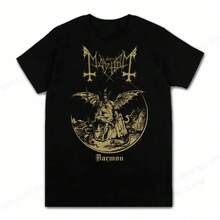 Camiseta Mayhem Death para hombres, camisetas de algodón, tops gráficos de hip hop, ropa casual de calle para mujeres, camisetas de anime rock, camiseta genial para chicos, camiseta oversize - Negro - Ver 1