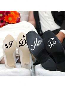 2pcs "I Do/Me Too" Wedding Decoration Stickers, Wedding Party Shoe Stickers, Suitable For Bride And Groom, Waterproof And Removable, For "I Do/Me Too" Wedding Decor Design - Multicolor - View 6