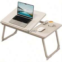 Mesa de sofá para portátil con portavasos,Mesa de Noche Plegable, Mesa portátil para portátil y Ranura de inclinación Ajustable en 5 Niveles para Comer, entretenerse, estudiar y Trabajar - por defecto - Ver 2