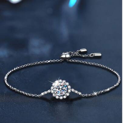 1 chiếc vòng tay bạc 925 cao cấp đính đá Moissanite 1 carat 6.5mm, thích hợp đeo hàng ngày, đi làm, dự tiệc, đi nghỉ mát, sinh nhật, Ngày Valentine, Ngày của Mẹ, kỷ niệm ngày cưới, Giáng sinh, quà tặng trang sức cho nữ.