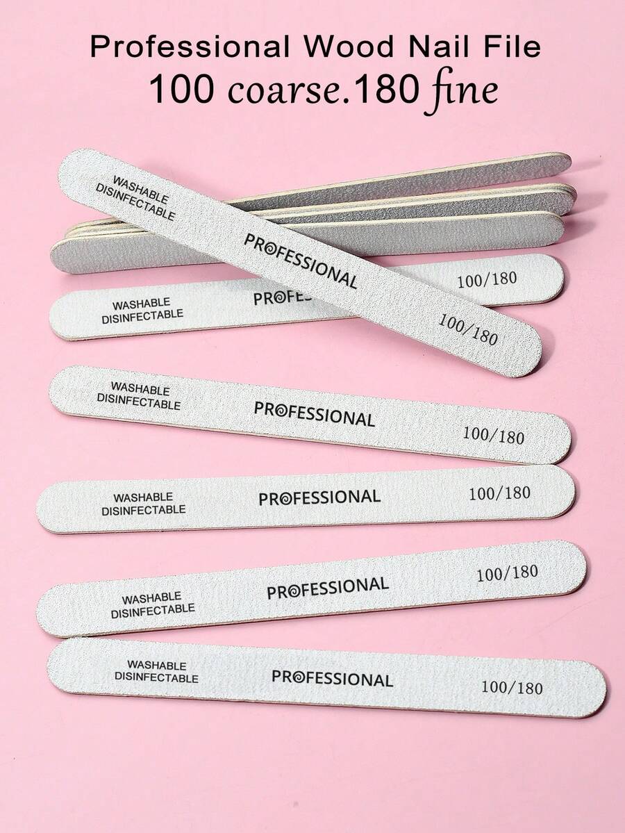 Bộ dụng cụ làm móng chuyên nghiệp 100/50 món, bao gồm dũa móng, giấy nhám, khối đánh bóng móng, dụng cụ làm đẹp cá nhân, bộ dụng cụ chăm sóc móng, dũa móng thẳng, giấy nhám gỗ 100/180 grit, dũa đánh bóng hai mặt 180/240 grit, thích hợp cho móng tự nhiên, chăm sóc chân, tay và móng.