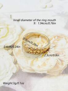 Nhẫn nữ hình trái tim bất đối xứng, món quà trang sức thích hợp cho sử dụng hàng ngày, dự tiệc, Giáng sinh, Lễ Tạ ơn. - Vàng - Xem 31