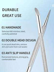 4支/2支/1支美甲钢推棒，美甲沙龙斜角钢推棒，双头美甲辅助工具，不锈钢美甲死皮推棒，死皮钢推棒 - 銀色 - 查看 7