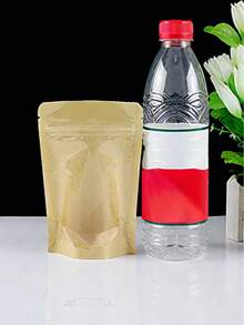 10个棕色牛皮纸袋，正面透明拉链设计，可重复使用密封袋，适用于坚果、咖啡、茶叶、糖果等食品的包装，厨房配件，厨房必备品，食品收纳整理，厨房收纳用品 - 棕色 - 查看 8