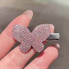 2pcs Butterfly Clip Hair Accessories, Barrette Hairpins, Elegant Side Bangs Clip, Minimalist & Chic - Pink - View 4