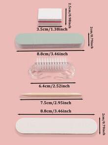 1件/3件套5件美甲工具套装，包含砂纸块、抛光块、迷你浮石、短抛光棒、牛角刷 - 彩色 - 查看 6