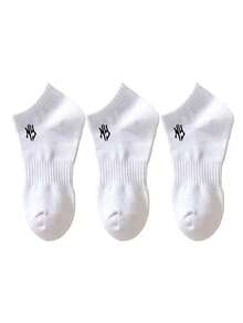 20/15/12/10/5/3/1 双装舒适透气男士短袜，白色，字母装饰，隐形袜，双线防滑设计，白/黑，低帮袜，踝袜，柔软透气，适合商务、休闲、居家、运动、学院风等多种场合，四季皆宜，颜色随机发货 - 彩色 - 查看 19