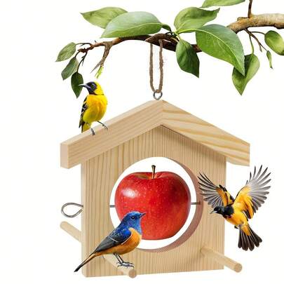 Entrega de Cor e Estilo Aleatórios, Alimentador de Pássaros Suspenso para Uso Externo, Suporte para Maçã e Laranja para Beija-Flores e Pássaros Azuis, Alimentador de Pássaros para Varanda de Casa