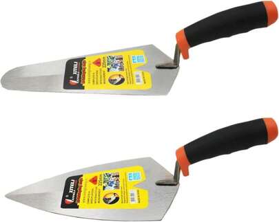 ESreake 2 Pcs Pointing Trowel And Gauging Trowel Set,9" Masonry Hand Tool Set With Soft Grip Handle,Margin Trowels Bricklaying Trowels Building Products (9 Inch)