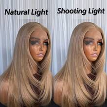 13x4 Kanekalon Futura Synthetic Lace Front Wig, Honey Golden Brown, 18 Inch Medium Length Wavy Bangs, No Glue Needed, Kanekalon Material, Durable Synthetic Wig, Middle Part, 150% Density, Ready To Wear, Suitable For Daily, Party, Holiday, Beginner Friendly, Transparent Lace Wig - Camel - View 8