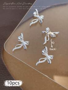 10/100/500pcs 3D Silver Bow Heart Nail Art Decorations, Korean Style Metal Bow, Star, Moon Nail Jewelry, Y2K Punk Nail Gems, DIY For Acrylic Nail Stickers, Phone Cases, Shoes, Clothes, Bags Nails Nail Supplies Nail Charms - Multicolor - View 16