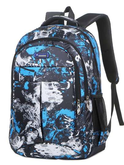 This Camouflage Backpack Features A Camouflage Design, Available In 4 Color Options: Black, Blue, Red And Green. This Fashionable Camouflage Backpack Has A Casual Large Capacity Multi-Layer Structure, With Zippers And Adjustable Wide Strap. Lightweight And Portable, Stylish And Attractive.