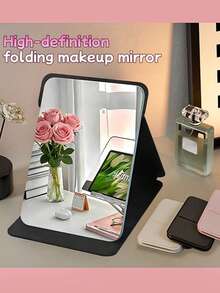1pc Portable Foldable High Definition Princess Vanity Mirror, Suitable For Student Dorms. Can Also Be Used As A Vanity Mirror In Living Room, Bedroom And Bathroom. Home Decor. Travel Accessory, Wedding, Party, Birthday Gift. Gift For Men, Mothers, Fathers, Best Friends And Teachers. New Year Gift. Accessory, Fun Gift, Cosmetics - White - View 3
