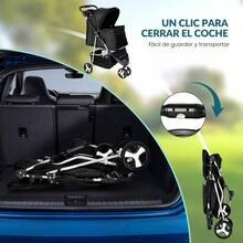 Carriola para Perro MTQ Carriola para Mascotas con Cesta de Alenamiento y Portavasos Carriola para Gatos con Función de Freno Carriola para Perritos Gato y Conejo Negro - Negro - - Ver 3