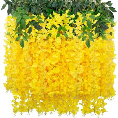 3/40pcs Artificial Wisteria Pendant, Faux Wisteria Wreath, Silk Woven Wisteria Decor, Suitable For Home, Wedding Arch, Wall, Garden, Plants, Bedroom, Outdoor, Office, Party Decoration, Valentine's Day, Birthday, Graduation Gift, Garden Decor, Outdoor Plants, Gardening, Artificial Flowers