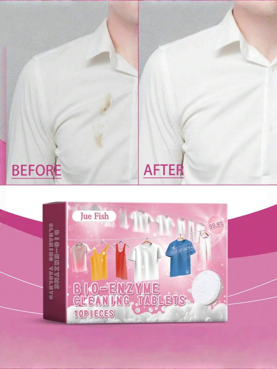 Enzyme Laundry Detergent Tablets, Removes Yellowing, Coffee & Tea Stains, Quickly Dissolving Cleansing Effervescent Tablets - Multicolor - View 1