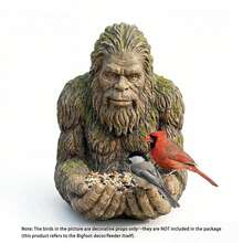 户外大脚怪造型喂鸟器 - 可爱有趣的悬挂式喂鸟器，木纹质感，手工彩绘细节，隐藏式挂钩设计，是送给爱鸟人士的完美礼物 - 均碼 - 查看 10