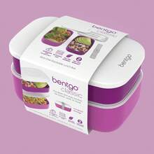 Stackable 3 Compartment Lunch Box With Utensils Strap Purple Ideal For Meal Prep - 紫色 - 查看 8