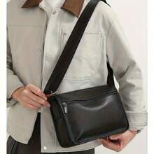 Genuine Leather One Shoulder Crossbody Bag, Large Capacity Multi-Zipper Shoulder Bag, Daily Commute Backpack, Real Leather Men's Shoulder Bag, Large Capacity Leather Crossbody Bag - Multicolor - View 6