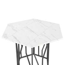 Modern Hexagonal Marble Coffee Table With Black Metal Branch-Shaped Base, Featuring A Clean Design, Ideal For The Dining Room And Living Room. - 黑與白 - 查看 9