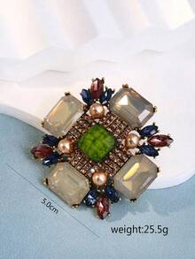 1pc Fashionable Vintage Rhinestone Gemstone Ornate 3D Cube Design Elegant Women Brooch - Nhiều màu - Xem 3