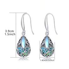 1对S925银月光石蜻蜓吊坠耳环 - 銀色 - 查看 3