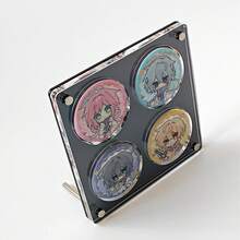 Cartoon Character Black Badge Display Rack, Acrylic Bubble Showcase, High Transparency Dustproof Thickened Photo Frame, Suitable For Displaying Badges Of Gummy And Gummy Series, Bubble Or Badge Size Is 58mm, Can Hold 2, 4 Or 6 Bubbles - Black - View 7