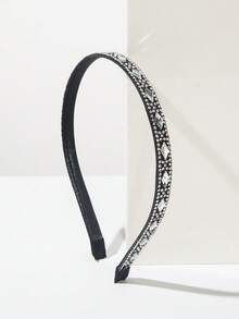 1条黑色细发箍，简约水钻装饰，韩式风格，百搭优雅，时尚配饰，适合日常佩戴，发箍发圈 - 白色 - 查看 1