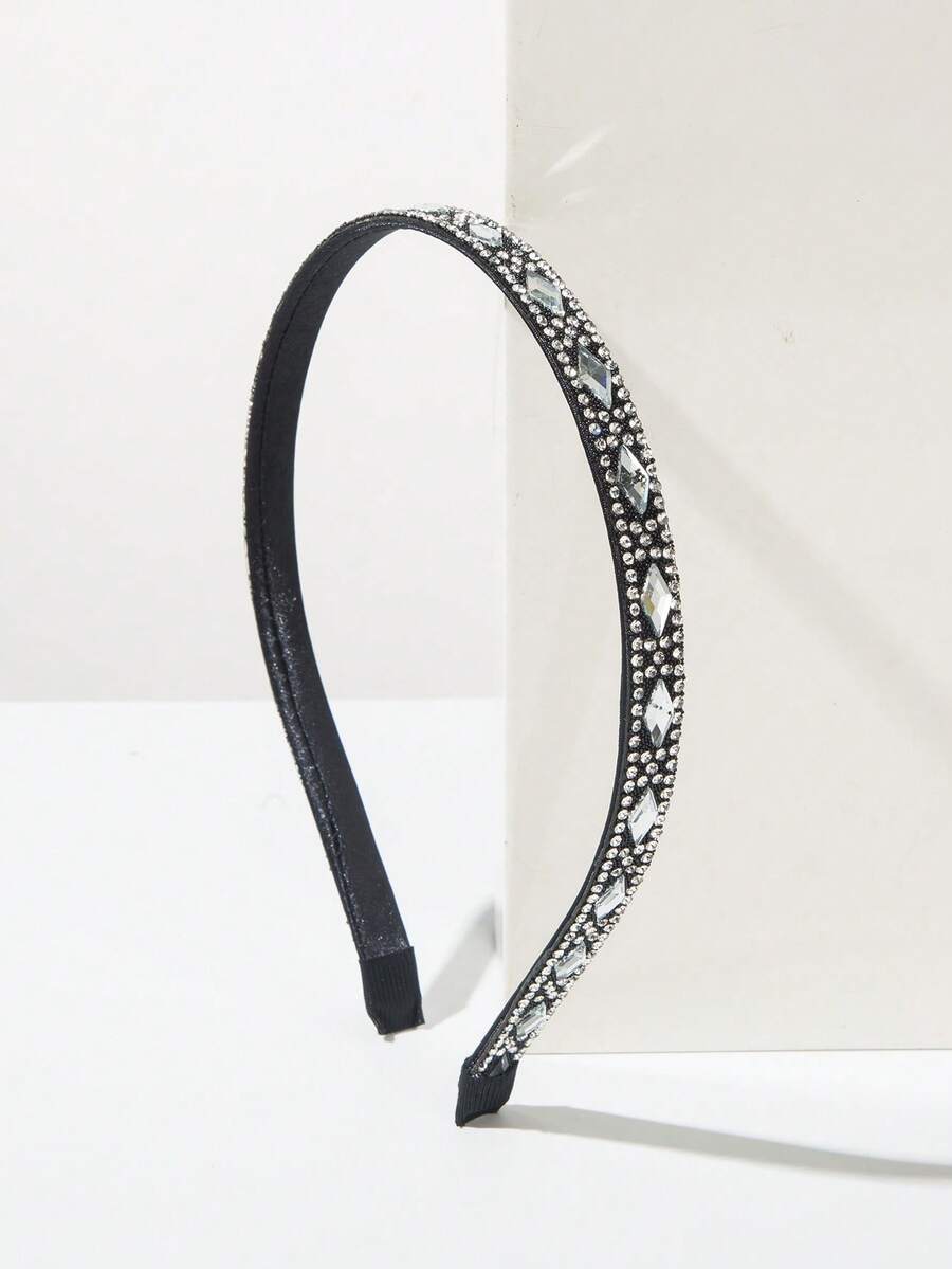 1条黑色细发箍，简约水钻装饰，韩式风格，百搭优雅，时尚配饰，适合日常佩戴，发箍发圈 - 白色 - 查看 1