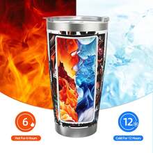 304 Stainless Steel Double Silver Edge Vacuum Insulated Drum 340g - Reusable Travel Cup With Stainless Steel Straw - This Is A Stainless Steel Water Cup About The Jose Ramirez Theme - Leak Proof, Sweat Proof, Can Maintain Hot And Cold Temperatures For Hours, Frees Of Bisphenol A, Suitable For Car Cup Holders, Very Suitable For Match Days, Sports Events, Commuting, Office Rest And Outdoor Activities, Durable Double Wall Structure Fashionable Fan Gift - Silver - View 5