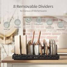 CYPNNETEL 2-Piezas Organizador de Sartenes y Ollas para Cajon Metal Organizador de Sartenes 8 Compartimentos Ajustables Corredero para Sartenes y Ollas con Adhesivo Organizacion Hogar/CocinaFashion