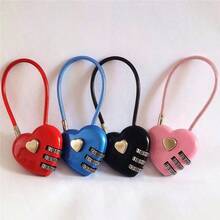 Multi-Functional Heart Lock Suitcase Luggage Travel Backpack Lock For School Gym Locker Sports Locker TSA Set Your Own Combination Luggage Lock TSA Approved Lock For Luggage Backpacks Gym Lockers Travel Essentials Portable For Dorm School Supplies For Travel Backpack Travel Bag Luggage Suitcase Travel Gear Gym Equipment - Black - View 3
