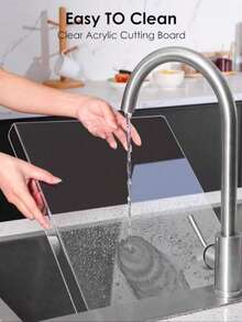 1块方形优质亚克力砧板 - 耐用纯色台面保护垫，带边缘，易于清洁，非纺织材质，仅限手洗 - 非常适合处理水果和蔬菜，完美的 情人节礼物 - 彩色 - 查看 2