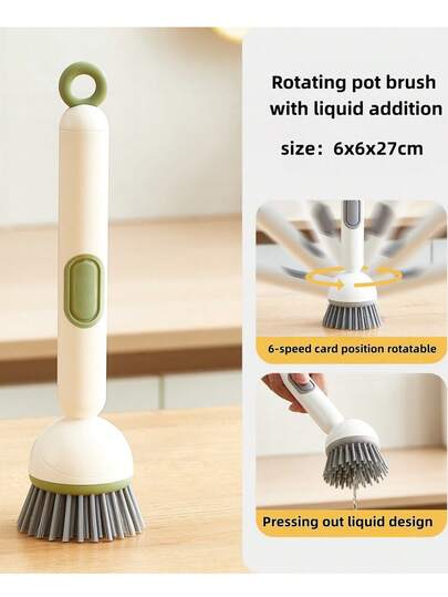 Multifunctional Long Handle Rotary Pot Brush, Adjustable Non-Scratch Cleaning Brush, Press Liquid Bowl Brush, Pot Cup Brush, Non-Damage Hand Wash Brush