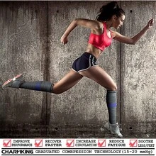 CHARMKING Compression Socks For Women & Men Circulation (3 Pairs) 15-20 MmHg Is Best Support For Athletic Running Cycling - 21條粉紅/灰/青色 - 查看 3