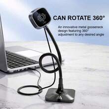 1080P 全高清网络摄像头，带可旋转鱼眼镜头，即插即用 USB 网络摄像头 - 自动对焦和自动曝光，色彩鲜艳，适用于 PC/笔记本电脑、流媒体、视频聊天、在线课程和录制，兼容 Zoom - 黑色 - 查看 8