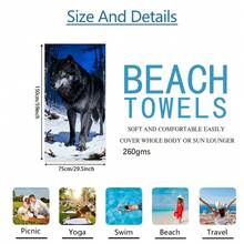 1pc Snow Wolf Beach Towel, Super Soft Microfiber Extra Large Beach Blanket, Super Absorbent Bath Towel, Suitable For Travel, Swimming Pool, Diving, Surfing, Yoga, Camping, Available In Multiple Sizes, Beach Accessories For Beach, Pool, Travel, Camping, Yoga - Multicolor - View 26