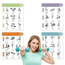 4pcs Strength Training And Muscle Building Fitness Posters, Frameless Design, 8x10 Inches, 2D Flat Pattern, Paper Material, For Leg, Chest, Back, Arm Workout Wall Art Decor, Home Gym, Fitness Posters, Exercise Posters, Suitable For Room Decoration - Multicolor - View 6