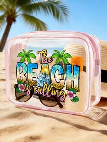 New Summer Waterproof PVC Toiletry Bag, Travel Organizer Pouch - PVC Transparent Toiletry Bag, Travel Essential, Zipper Portable Travel Toiletry Bag, Large Capacity, Chain Travel Toiletry Bag - Multicolor - View 4