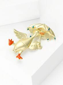 Luxury Enamel Open Umbrella Duck Brooches - Animal Pins For Women Casual Party Jewelry Accessories / Friends Gifts Badges Decoration - Duck Holding an Umbrella - View 6