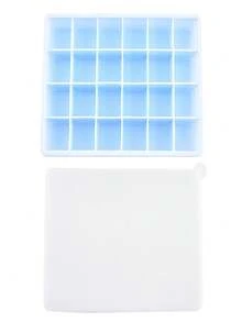 1PC  Blue Silicone Ice Cube Tray With Lid - Flexible 24-Cube Mold For Fast Freezing, Easy Release & Stackable Design, Reusable Kitchen Essential For Summer Drinks, Cocktails, Cold Brew, Smoothies, Home Bars, BBQs, Pool Parties, Family Gatherings, Office Use, Entertaining Guests, Gift For Home Cooks, Bartenders & Hosts - Baby Blue - View 2
