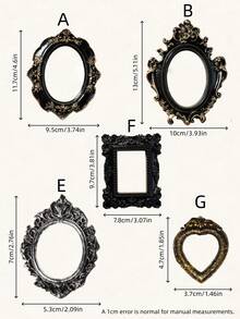 1 قطعة إطار صورة بشكل بيضاوي مصنوع من الراتنج بنمط زهري عتيق باللون الأسود، مناسب للتصوير الفوتوغرافي وديكور المنزل المصغر وديكور عيد الهالوين - متعدد الألوان - مشاهدة 11