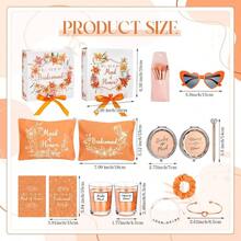 88 Pcs Bridesmaid Proposal Gifts Bridesmaid Box Set Maid Of Include Box Candle Invited Cards Scrunchies Hair Elastics Ties Knotted Bracelets Pens Blue - 橘色 + 漂亮 - 查看 4