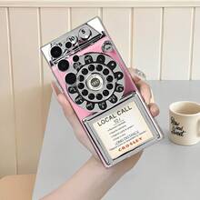 Retro Pink And Silver Dial Telephone Pattern Transparent Phone Case Suitable For Compatible With IPhone 17,16, 15, 14, 13, 12, 11, PRO MAX,Air,As Well As Galaxy S26/25/24/23/22/21 Ultra/FE/Plus,A82/73/72/71/70/55/54/53/52/51/35/34/33/25/24/22/16/15/14/13/12/06/05/04,Fashionable Phone Cases - 彩色 - 查看 4